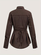 Spring And Autumn Women'S Fashionable Sexy Shirts - Dark Brown