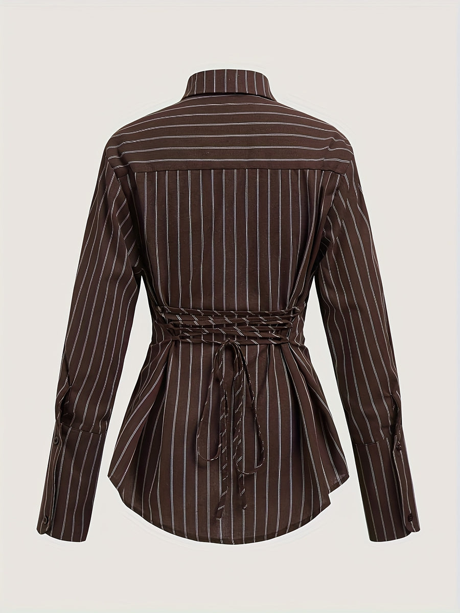 Spring And Autumn Women'S Fashionable Sexy Shirts - Dark Brown