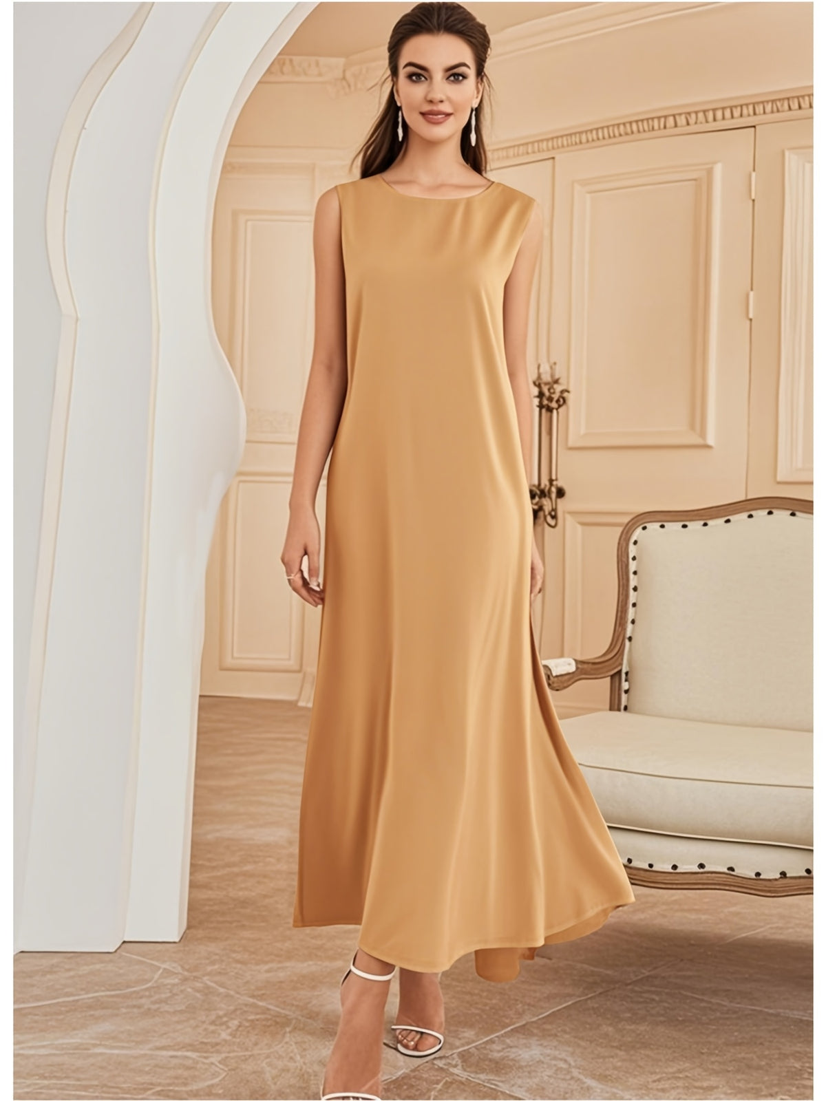 1pc Fashionable, Elegant And Comfortable Bubble Color Fabric. Pure Color Suitable for Daily Outdoor Travel And Leisure. Loose And Comfortable Women'S Abaya Vest. Abayas for Women Muslim Namaz Dresses Women'S Traditional Robe - Orange