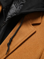 8803 New Thickened Warm Casual Business Removable Hooded Style Thickened Velvet Blend Trench Coat Men'S Jacket - Khaki