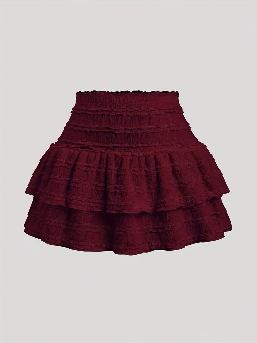 BK012107 White Skirt Lace - Burgundy