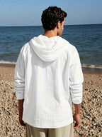 Men'S Casual Fashion Solid Color Long Sleeve All-Match Sweatshirt - White