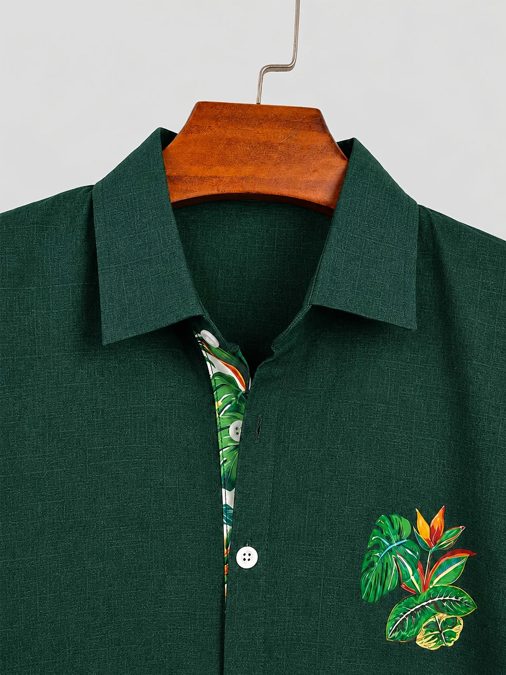 100% Men'S Casual Short Sleeve Shirt, Pure Fabric with Print And Color Block Design for Summer, Beach Vacation Style Blouse, Fabric Is Sweat-Absorbent And Breathable, Great Gift for Boyfriend And Husband, Suitable for Outdoor Travel Or Vacation - Dark Green