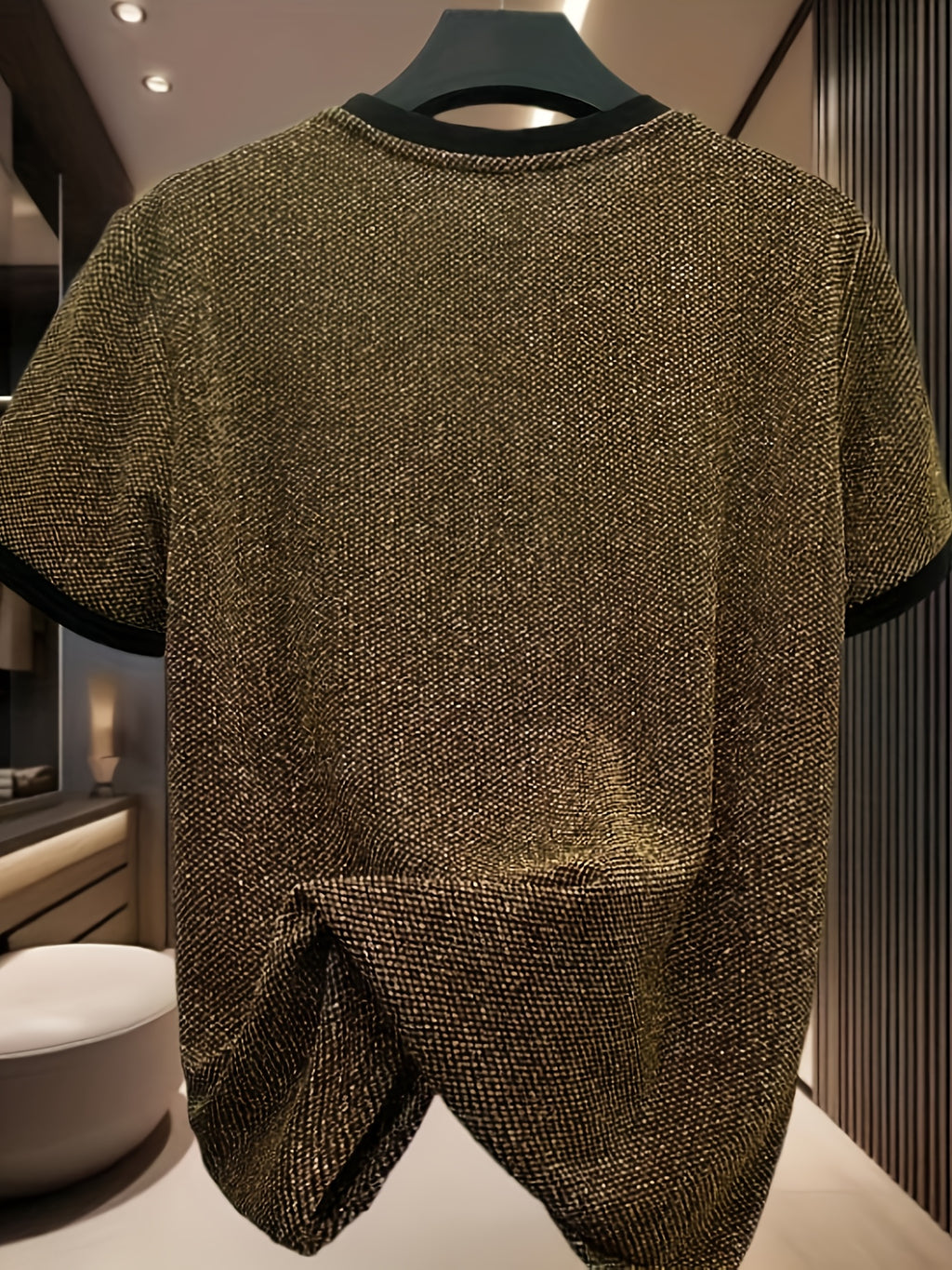European Fashion Men'S Jacquard Short Sleeve T-Shirt, Metallic Men'S Wear, Premium Top - 10309 Huike Warehouse-8198 Golden