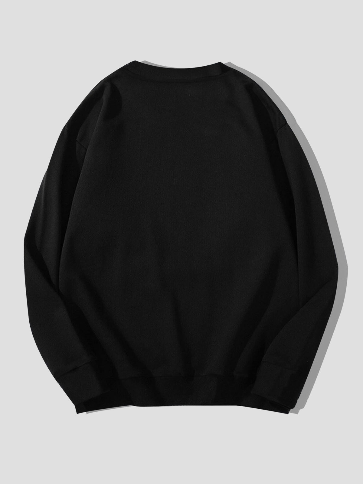 Jingma Easy Fashion Men'S Round Neck Sweatshirt, Easy Fashion Print Sweatshirt, Casual Long Sleeve Fleece Pullover Sweatshirt (Unisex) - Black