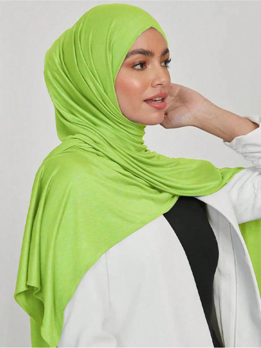 Women'S Jersey Headscarf - Soft, Breathable, And Secure Fit; a Modest Wrap Suitable for Daily Wear, Commuting, Wind, And Shielding - Grass Green