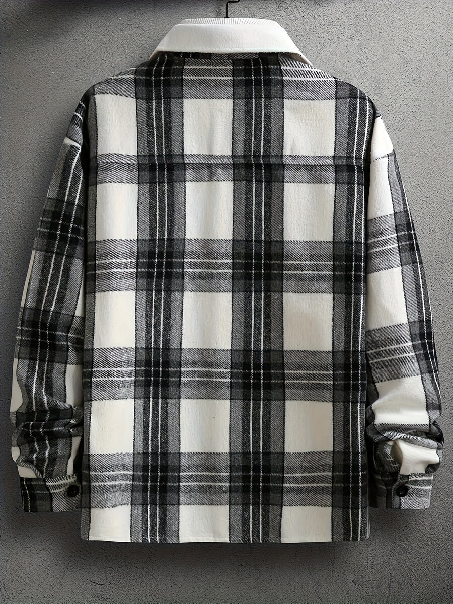 Pearson OBM Men's Novelty Plaid Cross-Border Coat - Black