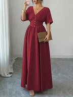 Elegant Women's Long Summer Dress - Red