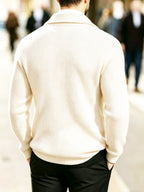Men's Waffle Knit Cardigan Jacket - Soft Relaxed-Fit Lapel Coat with Double Suitable for Business Casual, Blazer for Daily Commuting, Travel & Gifts, Machine Washable Winter Coat (Father's Day Gift for, Boyfriend) - Off-white