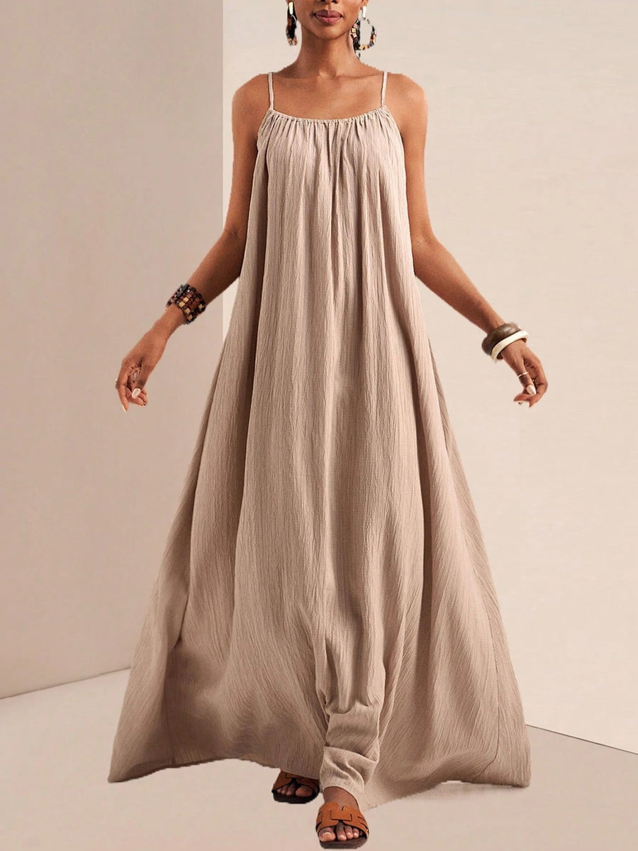 Women'S Solid Color Cami Dress - Apricot