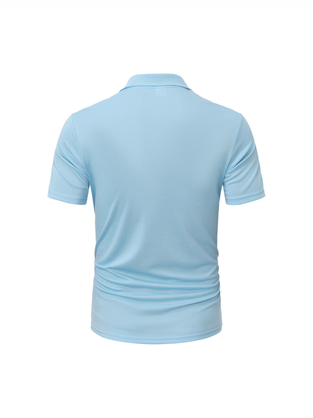 Two-pc Men's Zippered Polo Shirt, New Men's Business Travel Lapel Polo Short Sleeve, Particularly Stylish Short Sleeve Top - Light Blue+White