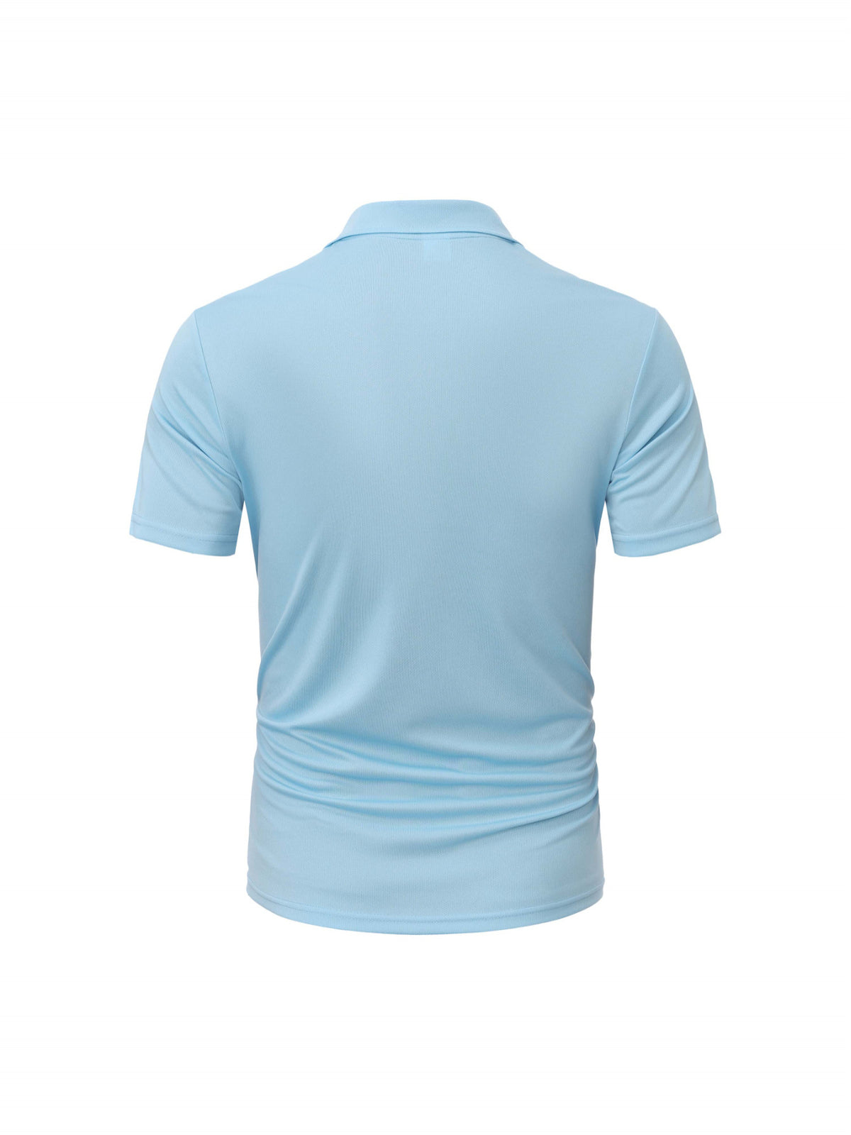 Two-pc Men's Zippered Polo Shirt, New Men's Business Travel Lapel Polo Short Sleeve, Particularly Stylish Short Sleeve Top - Light Blue+White