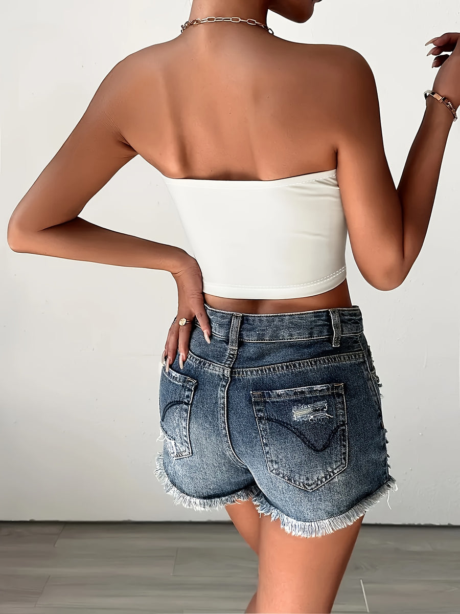 Y2K Women'S Off-Shoulder Short Top With Spider Design | Sexy, Suitable For Summer And Casual Wear, Cute Short Style - White