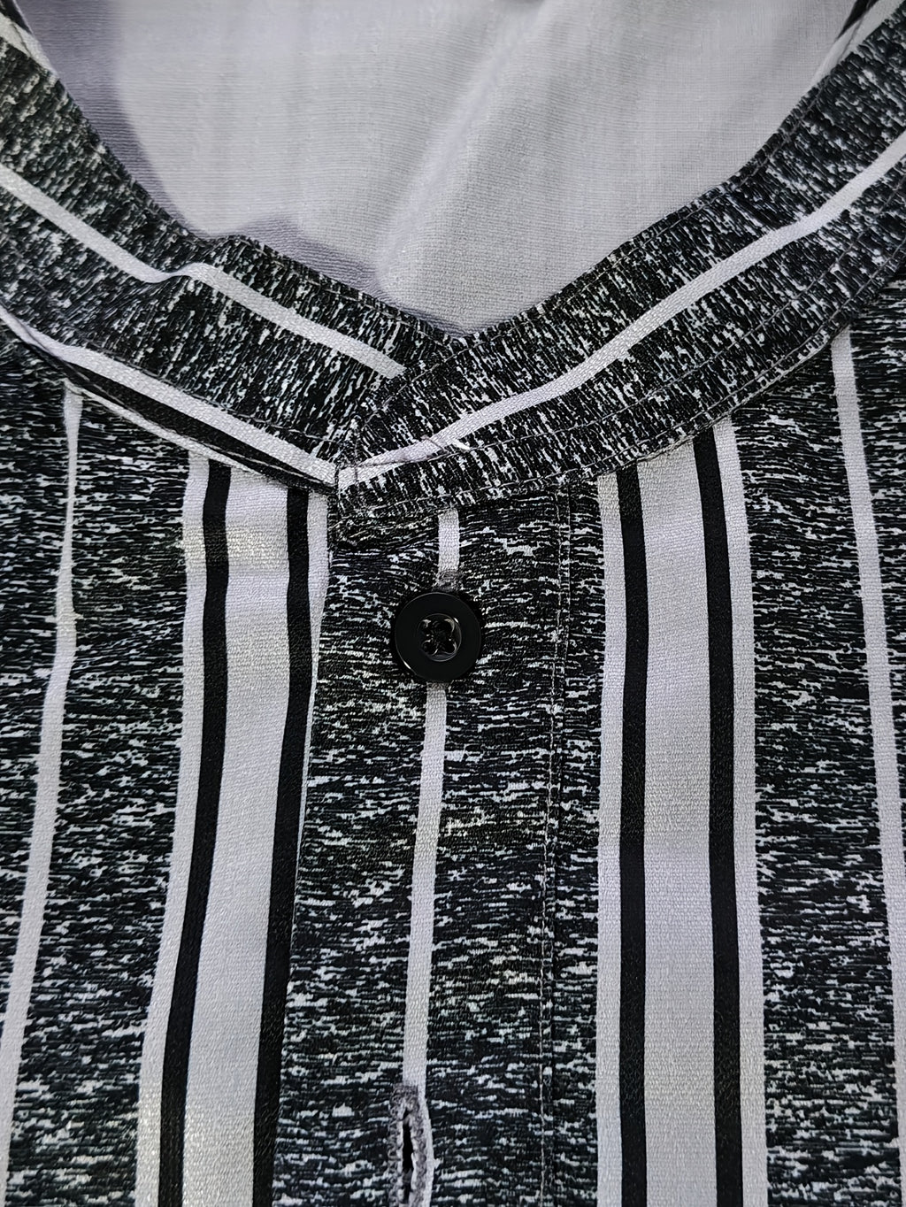 Men's Striped Stand Collar Long Sleeve Shirt, Vintage Loose Fit Casual Top, Breathable - Texture Pocket T-Shirt, Middle Eastern Style Vacation Men's Plus Size Shirt - Black