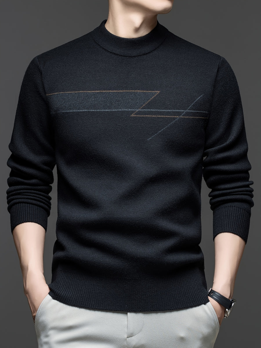 Minimalist Urban Warm Sweater, Wear-Resistant for City Casual Wear - Black