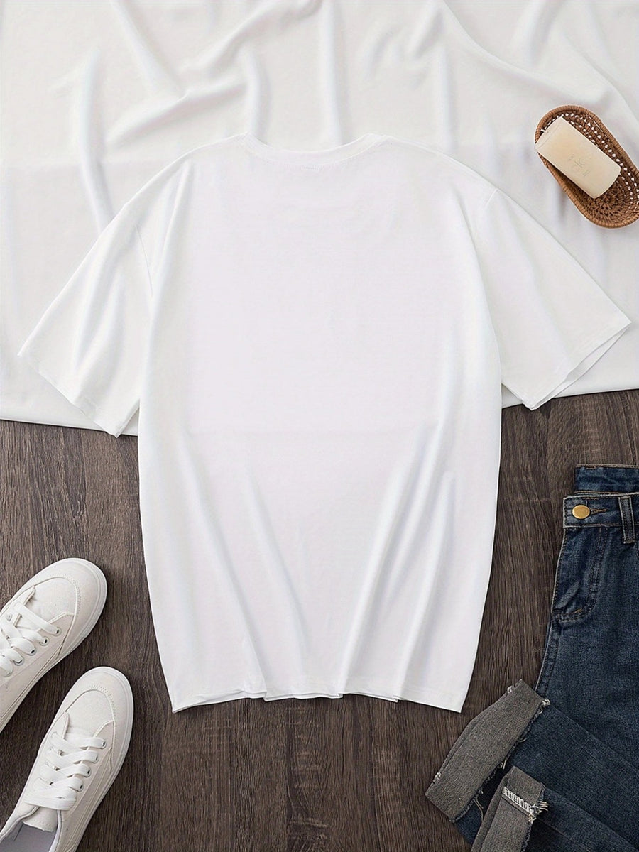 A Very Trendy Solid-color Women's Fashion T-shirt That Is Perfect for Spring and Summer, and Versatile Enough for All Seasons and All Body Types! - White