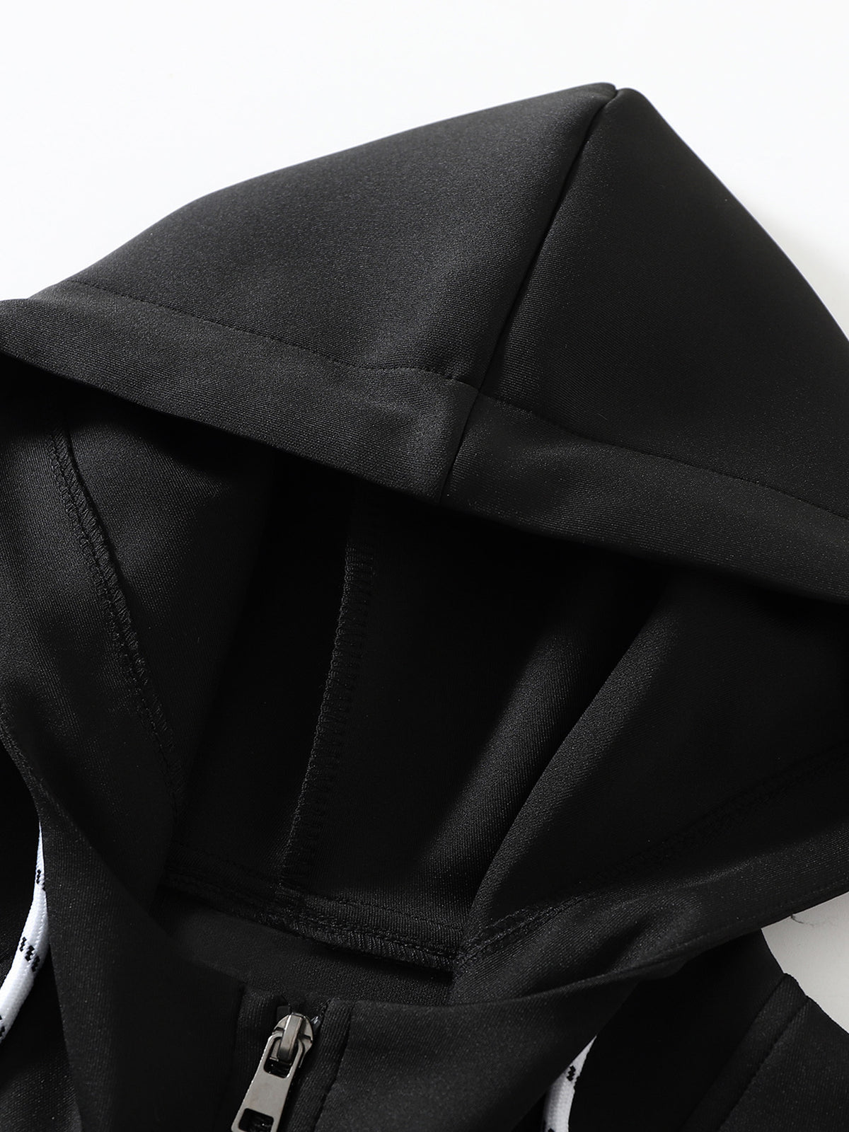 Men'S Trendy Spring Autumn Hooded Color-Block Jacket, Athletic Letter Print, Business Baseball Uniform Casual Hooded Jacket All-Match Top Two-Color Outerwear, Color-Block Jacket Shirt Hooded Coat - Black