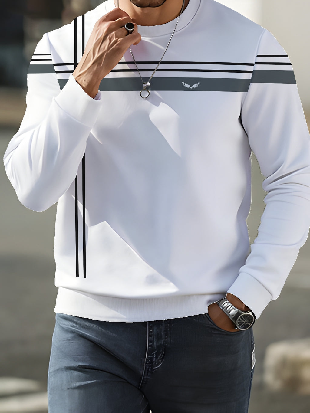 Round Neck Sweatshirt Trendy Brand Hot Style Men'S Long Sleeve 2026 Autumn Winter Men'S Round Neck Sweatshirt - Mixed colors