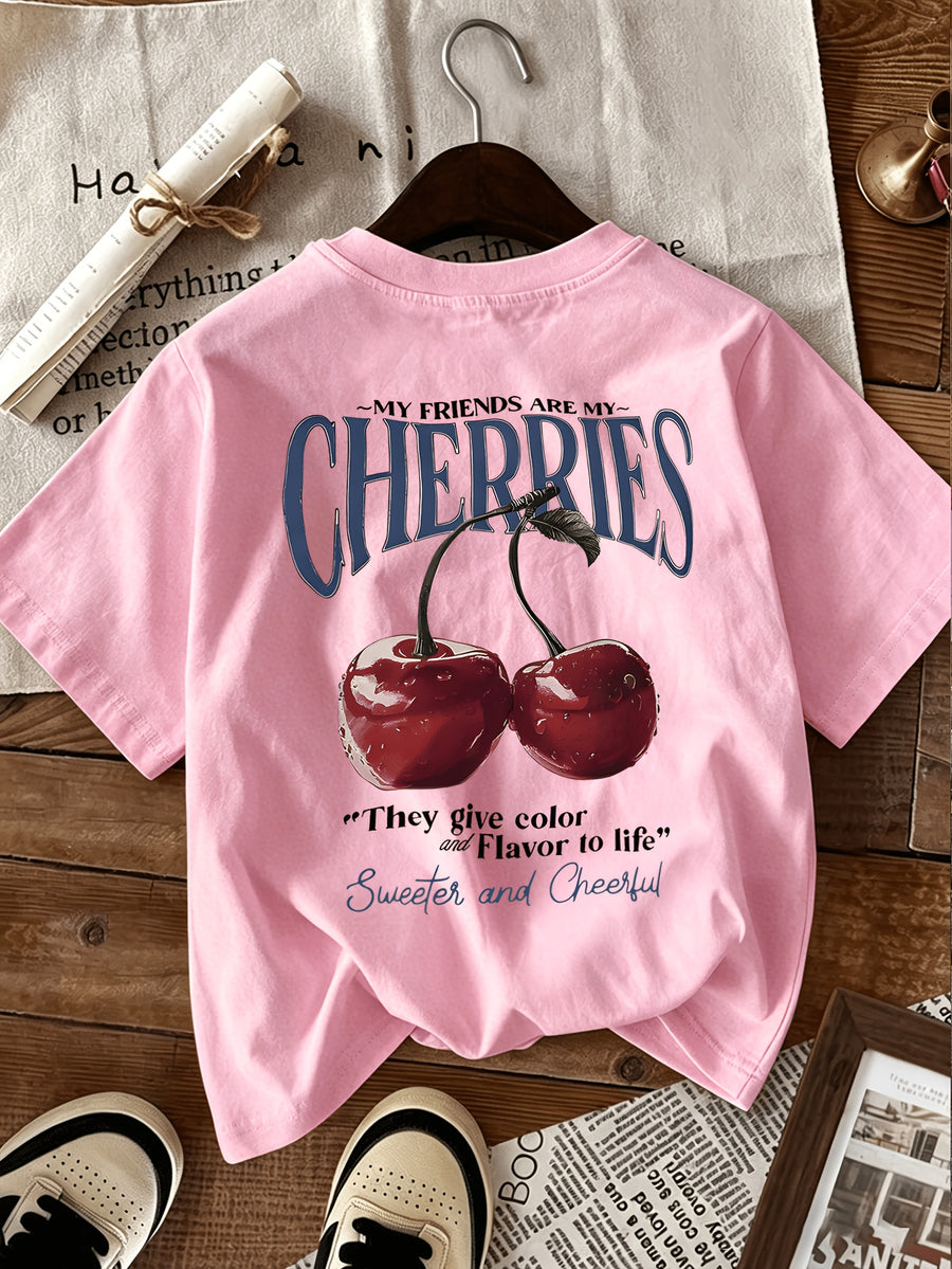Graphic Print T-shirt, Short Sleeve Crew Neck Casual Top for Summer & Spring, Women's Clothing - pink color
