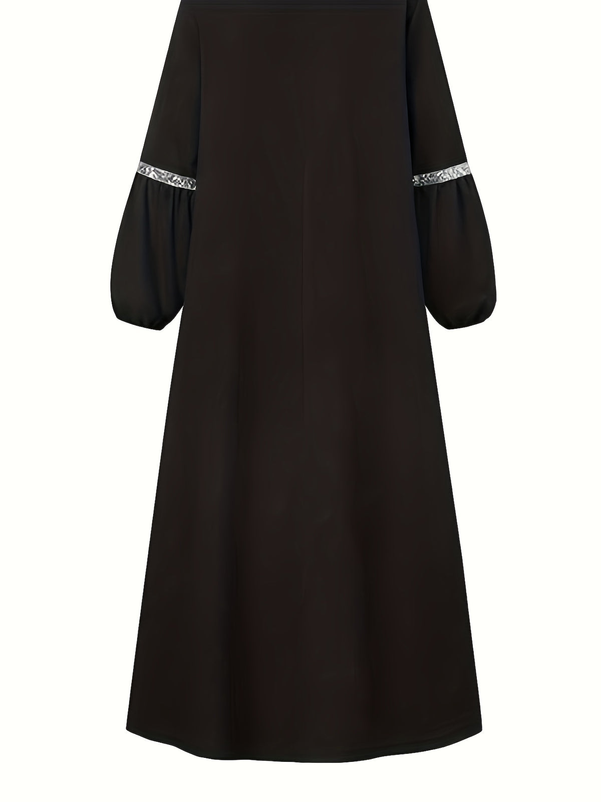 Middle Eastern Long Sequin Patchwork Dress Gown - Black