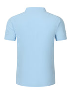 Men's Solid Color V-Neck Short Sleeve T-Shirt, Summer Casual Breathable Solid Color Top, Simple Fashionable Trendy Men's Clothing - Sky Blue