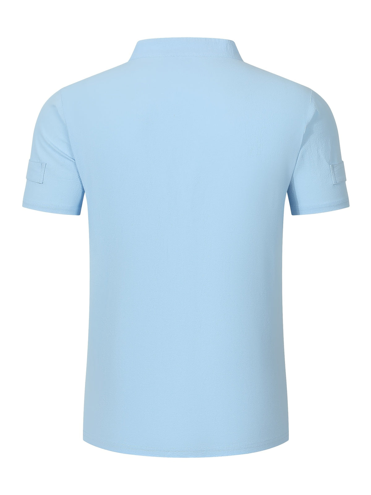 Men's Solid Color V-Neck Short Sleeve T-Shirt, Summer Casual Breathable Solid Color Top, Simple Fashionable Trendy Men's Clothing - Sky Blue