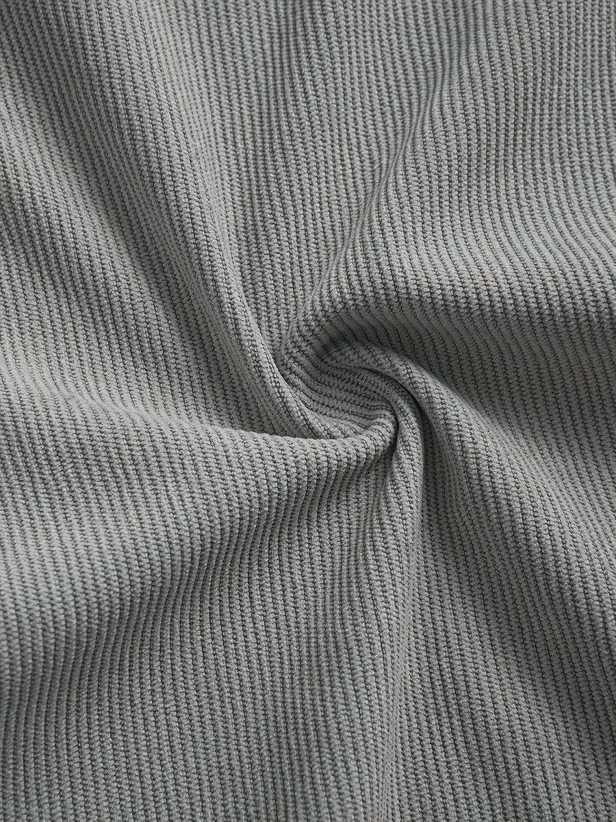 Men's Corduroy Shirt, New Spring/autumn/winter Men's Shirt Jacket, Lapel Collar with Solid Color Snap Button Design, Suitable for Casual Style - Grey