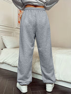 Graphic Print Regular Sweatpants, Autumn/Winter, Women's Clothing - Grey