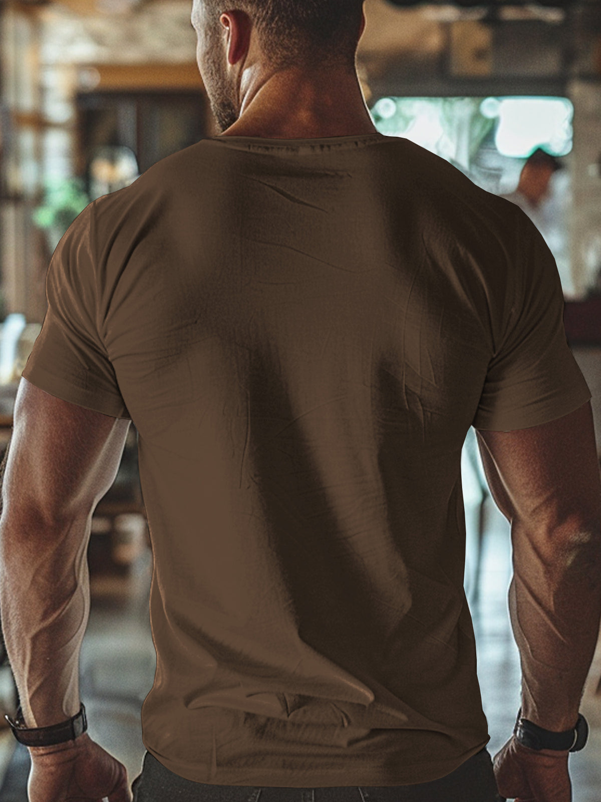 Trendy Printed T-Shirts for Men, Regular Standard Fit Comfortable Short Sleeve Casual Tee, Versatile Everyday Fashion Outfit Top - Light Brown-1
