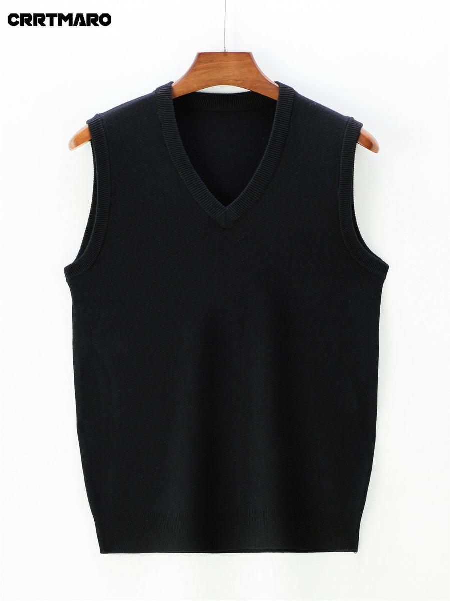 Men's Thick Sweater Vest, Warm Casual Layering Top for Fall and Winter - Black