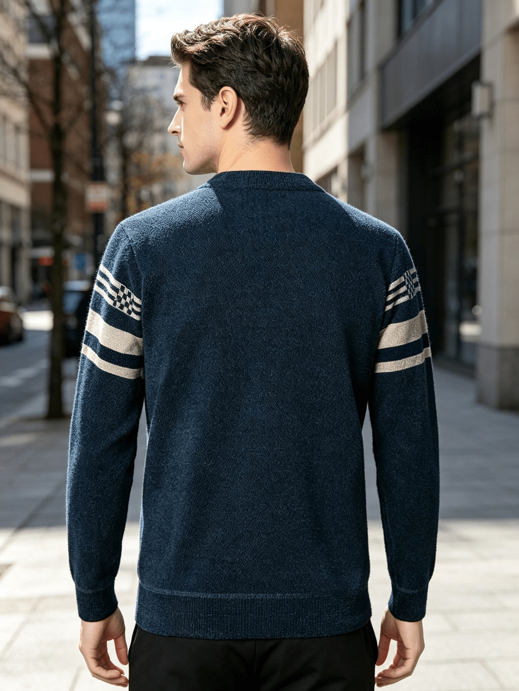 New Winter Men's Sweater, Thickened and Fleece-Lined for Extra Warmth, All-Over Fleece with Stylish Pattern, Pullover Top, Comfortable and Versatile Men's Apparel - Ha Qing