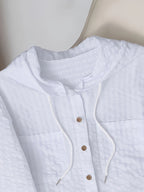 Relaxed Fit Striped Hooded Cardigan - White