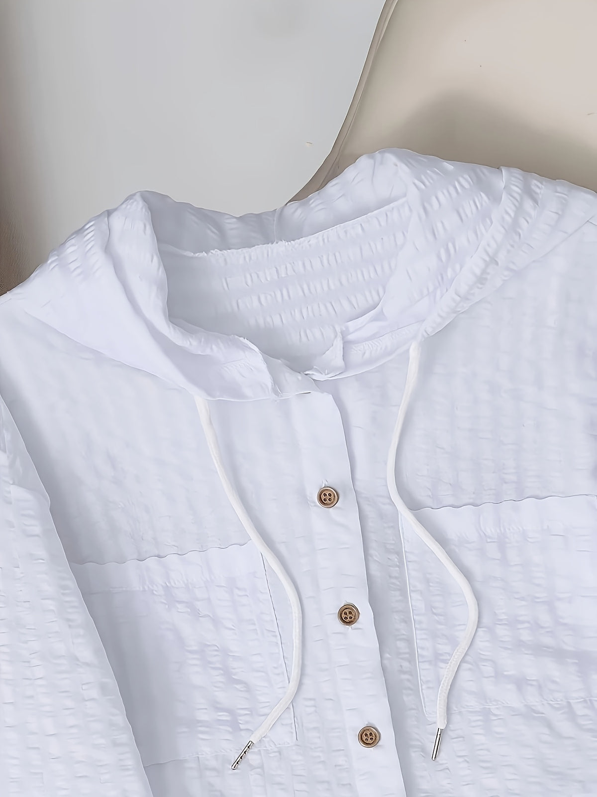 Relaxed Fit Striped Hooded Cardigan - White