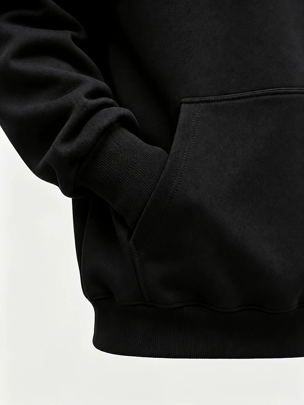 Men'S Hoodie, Casual Daily Wear, Signature Script Print, Pullover Sweatshirt, Streetwear Style, Autumn Winter Outdoor, Oversized Fit with Front Pocket - Black