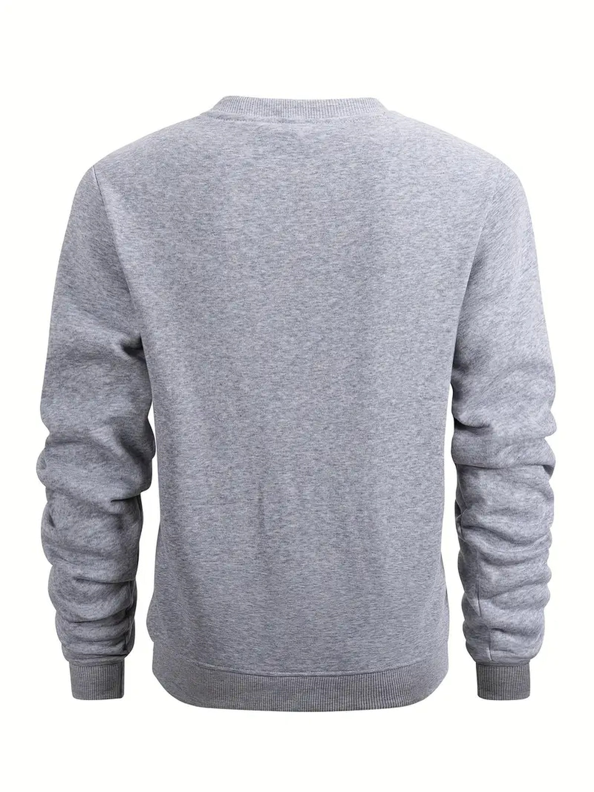 Autumn Winter Men'S Thickened Fleece Round Neck Sweatshirt JEEP Letter Print Loose Long Sleeve Pullover 4 Colors Available Soft Skin-Friendly Daily Commute Inner Outerwear All-Match Warm Casual Base Layer Top - Light Gray A
