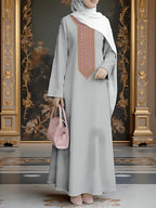 New Middle Eastern Style Muslim Elegant Robe, Featuring Middle Eastern Ethnic-style Prints and a Long Skirt Design, Suitable for Eid Al-Fitr and Eid Al-Adha. This Loose, Comfortable, and Breathable Long-sleeve Dress Is Perfect for Commuting - Mixed colors