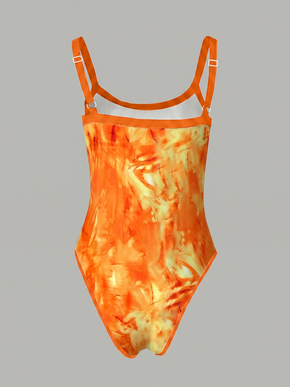 Women'S Printed Cami Sleeveless Bodycon Jumpsuit Dress - Orange Yellow