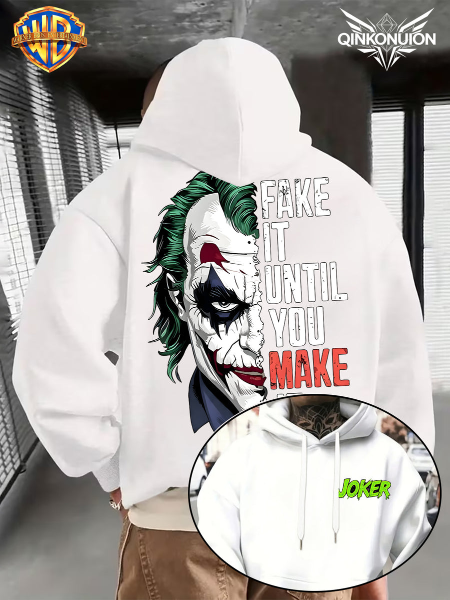 WB Warner Men'S New Trendy Hoodie, Clown-Themed Printed Design Hoodie, Daily Casual Drawstring Hoodie, Long Sleeve Hoodie, Machine Washable, Multifunctional Sports And Leisure Loose Fit Men'S Hoodie - White