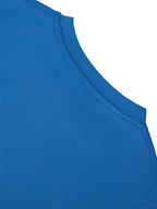 Adult Round Neck T-Shirt Trendy Golden Badge Striped Print Top Casual Outing Fan Gathering Leisure All-Match Breathable Pullover Sweater - Royal Blue
