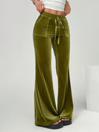 Spring/Summer Directional Women'S Solid Color Flared Pants - Olive