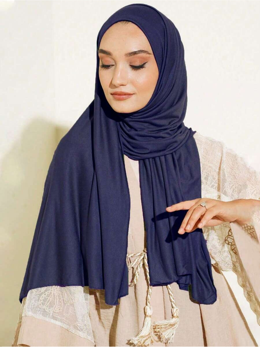 Women'S Jersey Headscarf - Soft, Breathable, And Secure Fit; a Modest Wrap Suitable for Daily Wear, Commuting, Wind, And Shielding - Navy Color