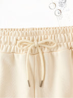 3pcs Women's Elegant Casual Jogger Shorts - Butterfly Print, Drawstring Loose Fit Summer Vacation s Pants, Machine Washable - Gray+Apricot+Pink