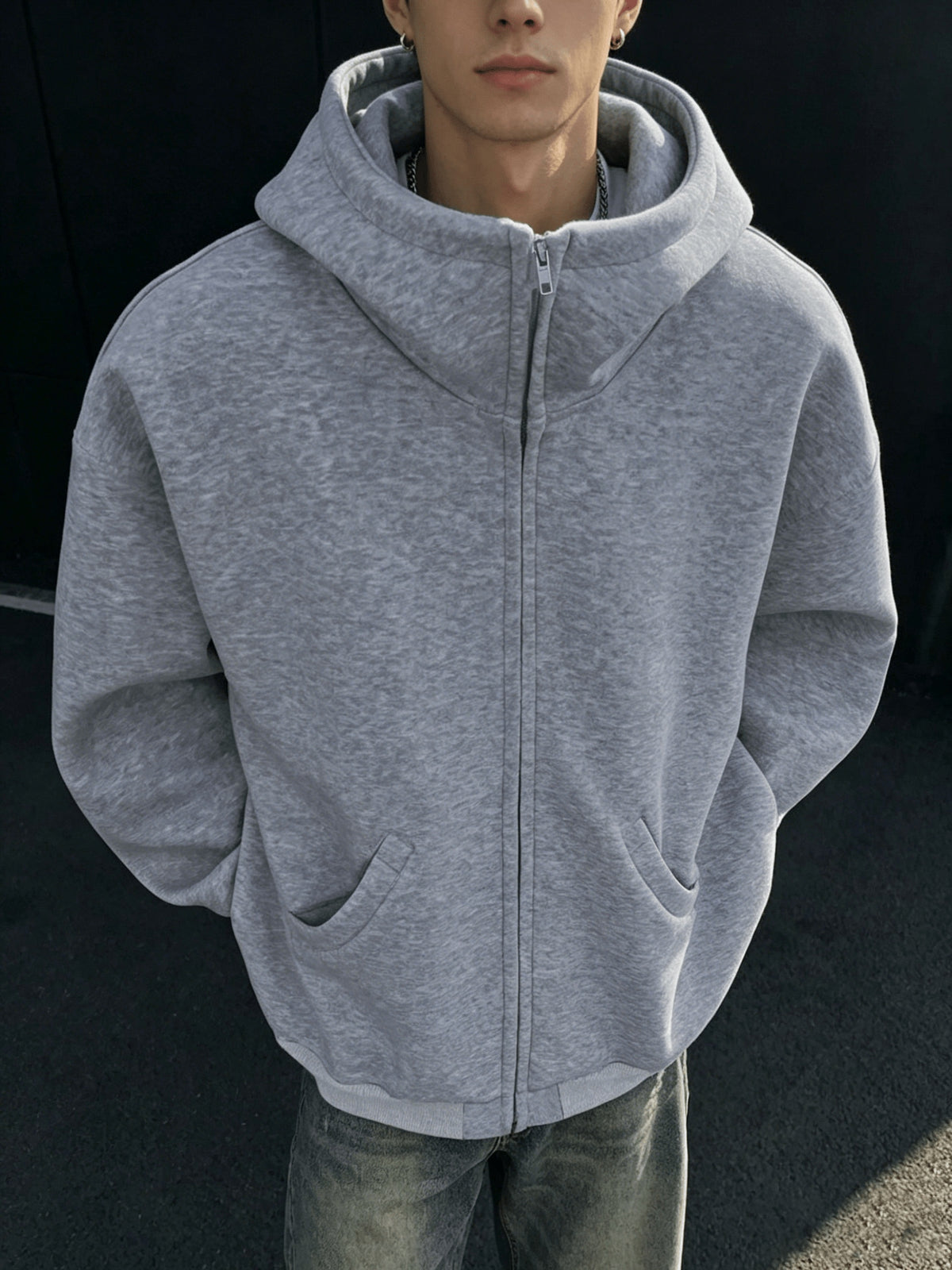 Y2K Zipper Hoodie | Casual Sporty Style Open-Front Cardigan Sweatshirt | Ideal Gift for Boyfriend Or Husband | Suitable for Daily Walks, Work, Outings - Dark Gray