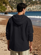 Men'S Casual Fashion Solid Color Long Sleeve All-Match Sweatshirt - Black