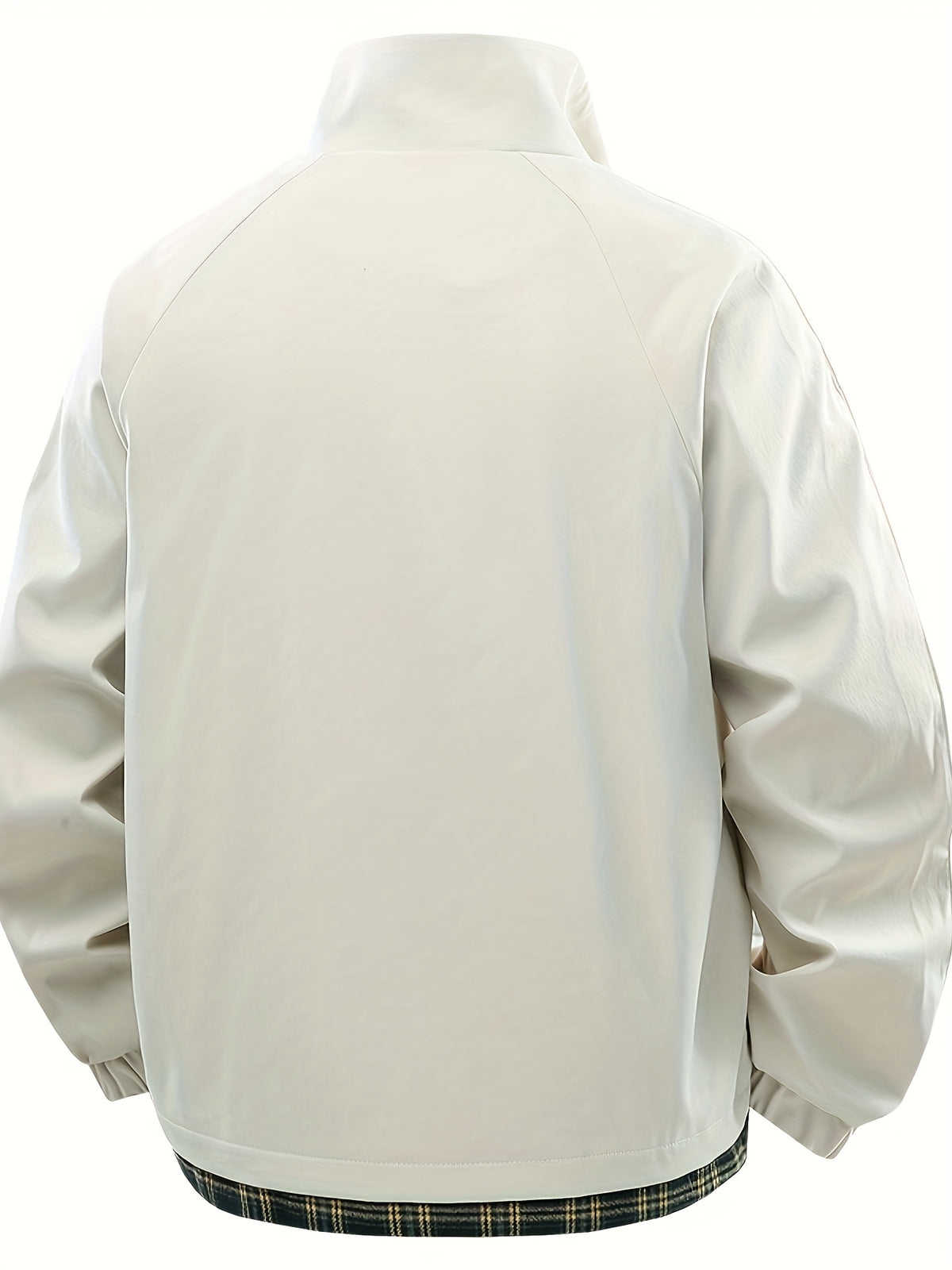 Spring New Men'S Loose Trendy Brand Jacket American Street Thin Lapel Solid Color Woven Plaid Tie-Dye Fake Two-Piece Jacket Coat - Pearl White
