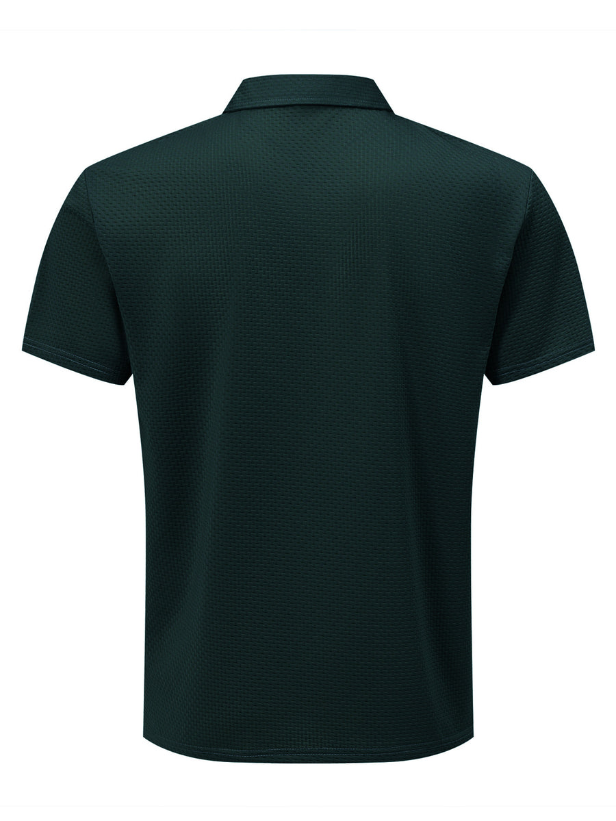Men'S Summer Casual Polo Shirt, Loose Fit - Breathable, Lapel Collar, Short Sleeve, Light Luxury Commute Style, Solid Color Pullover Top, Suitable for Outdoor Sports, Golf, Running, Casual Wear - Dark Green