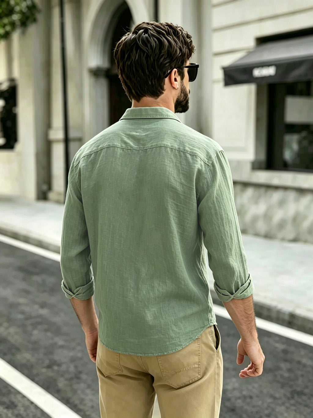 The Preferred Gift for Back to School Season Is Men's Casual Shirts. Spring and Autumn Long Sleeved Shirts Are Trendy, Loose, Solid Color, Breathable and Versatile Tops, Making Them the Perfect Holiday Gift - Green