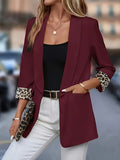 Women'S Casual Solid Color Blazer - Deep Red