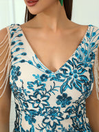 Western Elegant Evening Dress Women'S Sexy Dress - Navy Color