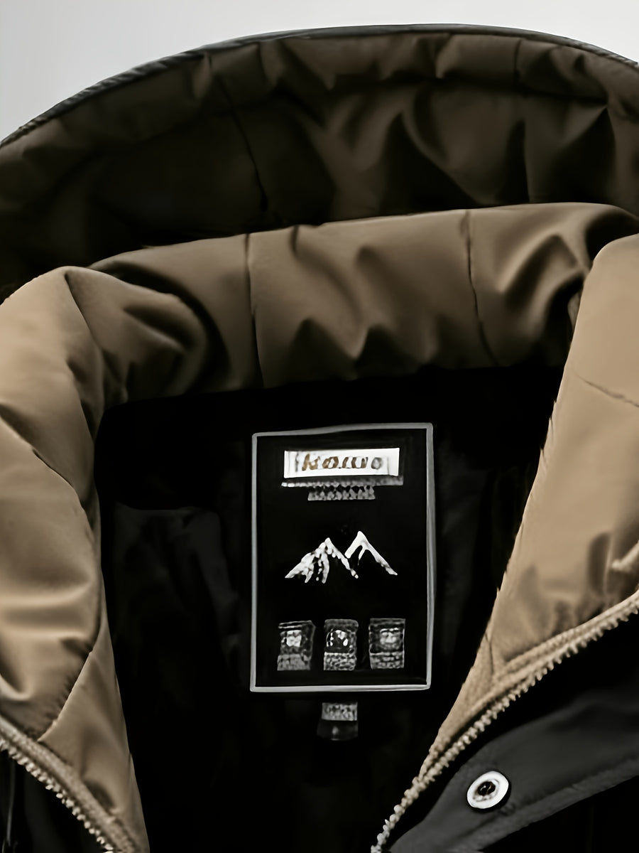 Men's New Long-Sleeve Windproof Thickened Warm Casual Hooded Jacket - Light Brown-1